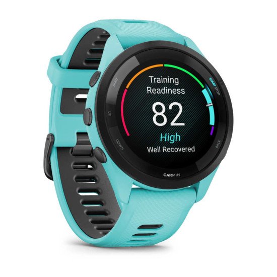 Garmin Forerunner 265 3,3 cm (1.3") AMOLED 46 mm Numérique 416 x 416 pixels Écran tactile Noir, Bleu Wifi GPS (satellite)