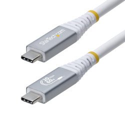 StarTech.com Câble USB4 de 3 m, 20 Gbit/s, Câble USB-C Certifié USB-IF, 60 W PD, 4K 120 Hz DP 1.4, Gaine en TPE, Cordon USB-C Blanc