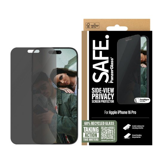 PanzerGlass SAFE. by ® Privacy Screen Protector iPhone 16 Pro | Ultra-Wide Fit Protection d'écran transparent Apple 1 pièce(s)