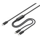 Manhattan Câble de charge USB-C vers USB-C double, répartiteur intelligent, 100 W, 2 m, charge deux appareils depuis un port USB-C PD, gaine tressée, noir, garantie 3 ans