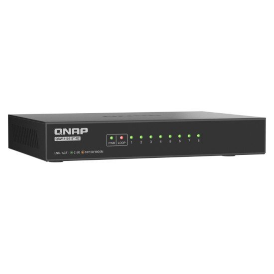 QNAP QSW-1108-8T-R2 commutateur réseau Non-géré 2.5G Ethernet (100/1000/2500) Bureau Noir