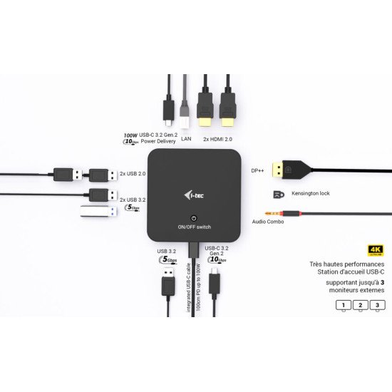 i-tec USB-C DP Dual HDMI Docking Station with Power Delivery 100 W