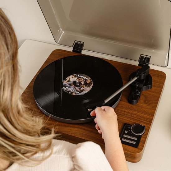 Lenco LBTA-165WD Tourne-disque entraîné par courroie Noir, Bois Automatique