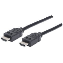 Manhattan Câble HDMI 4K@30 Hz, 1,8 m, adapté à tous les usages 1080p/HD et à la plupart des usages 4K (vérifier la compatibilité 4K de votre système), mâle à mâle, noir, Ultra HD 4K x 2K, garantie à vie, équivalent à HDMM6