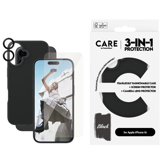 PanzerGlass CARE by ® Fashion 3-in-1 Bundle iPhone 16 coque de protection pour téléphones portables Housse Transparent PanzerGlass CARE by ® Fashion 3-in-1 Bundle iPhone 16 coque de protection pour téléphones portables Housse Transparent