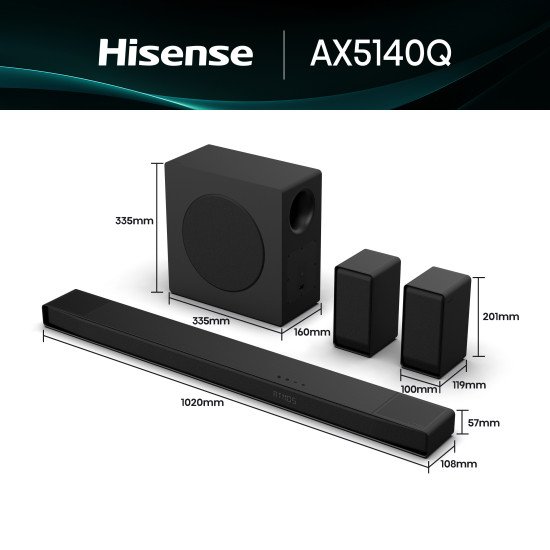 Hisense AX5140Q Noir 5.1.4 canaux 600 W