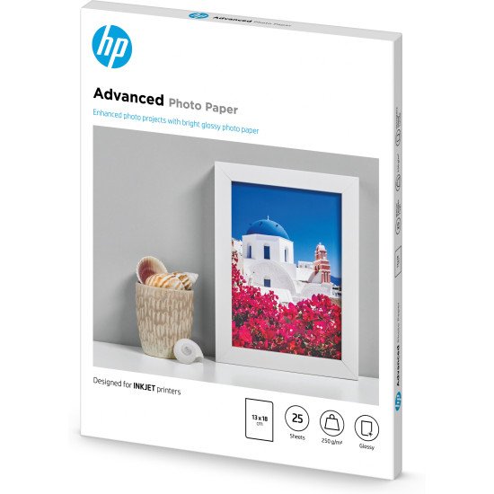 HP Papier photo Advanced brillant sans bordure - 25 feuilles/13 x 18 cm