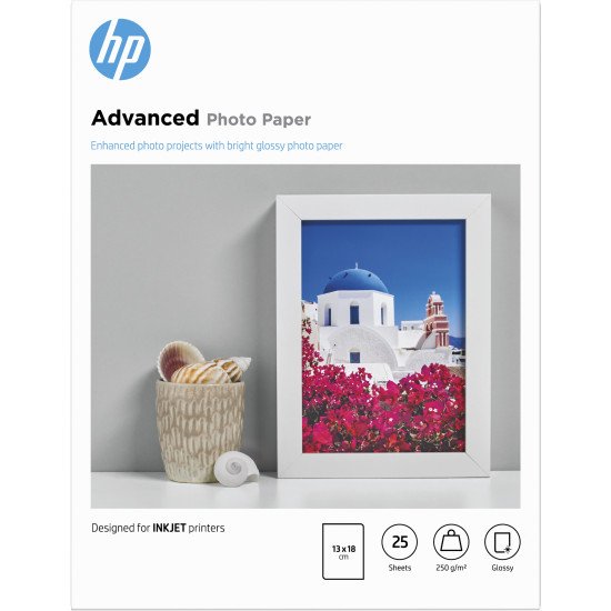 HP Papier photo Advanced brillant sans bordure - 25 feuilles/13 x 18 cm