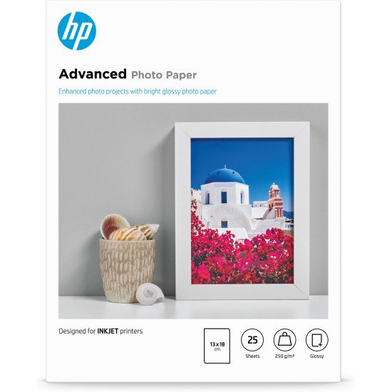 HP Papier photo Advanced brillant sans bordure - 25 feuilles/13 x 18 cm