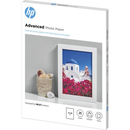HP Papier photo Advanced brillant sans bordure - 25 feuilles/13 x 18 cm