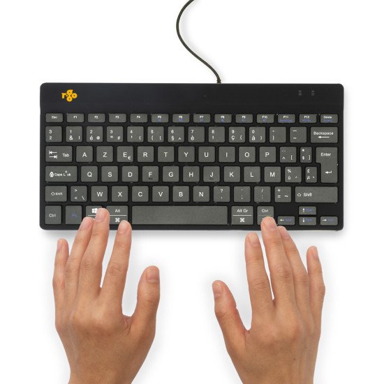 R-Go Tools Clavier ergonomique R-Go Compact Break, clavier compact avec logiciel de pause, AZERTY (BE), filaire, noir