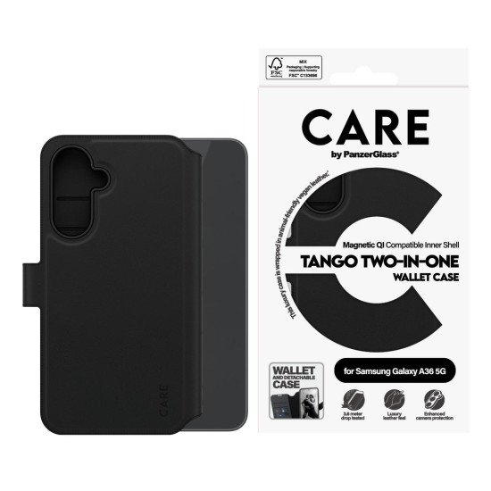 PanzerGlass Tango Two-in-One coque de protection pour téléphones portables 17 cm (6.7") Étui avec portefeuille Noir