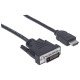 Manhattan Câble HDMI vers DVI-D 24+1, Dual Link, 1,8 m, mâle à mâle, compatible DVI-D, noir, garantie à vie, équivalent à HDMIDVIMM6