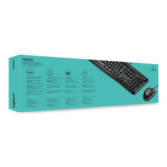 Logitech MK120 clavier + Souris USB AZERTY BE Noir