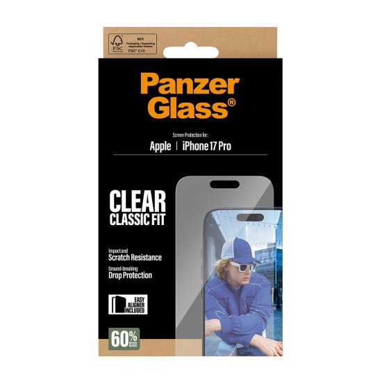 PanzerGlass ® Screen Protector iPhone 17 Pro | Classic Fit w. EasyAligner Protection d'écran transparent Apple 1 pièce(s)
