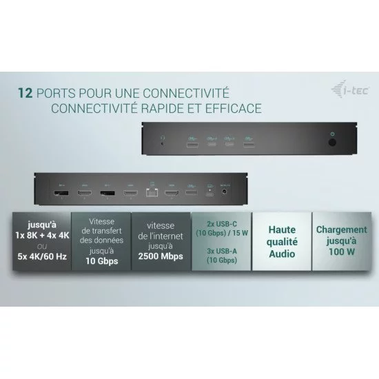 i-tec Universal 5x 4K/60Hz Display Docking Station + Power Delivery 100W i-tec Universal 5x 4K/60Hz Display Docking Station + Power Delivery 100W