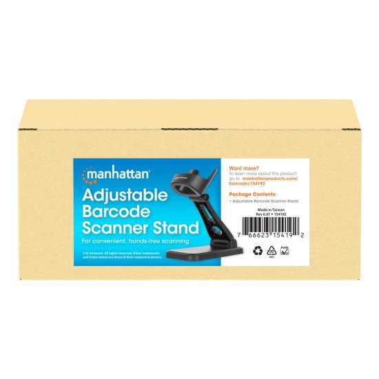 Manhattan Support réglable pour scanner codes-barres, hauteur et inclinaison réglables, compatible 153997/154116/154185, noir, garantie à vie