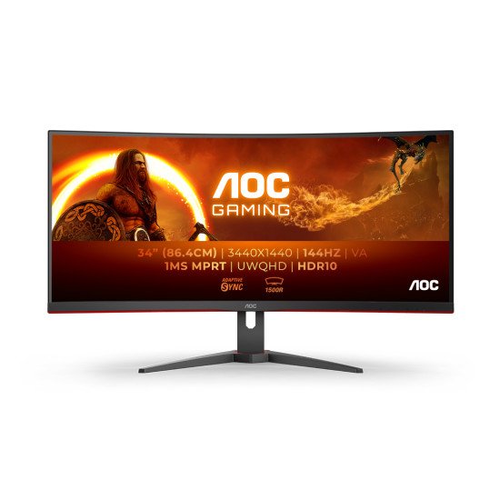 AOC G2 CU34G2XE/BK écran PC 86,4 cm (34") 3440 x 1440 pixels Noir, Rouge