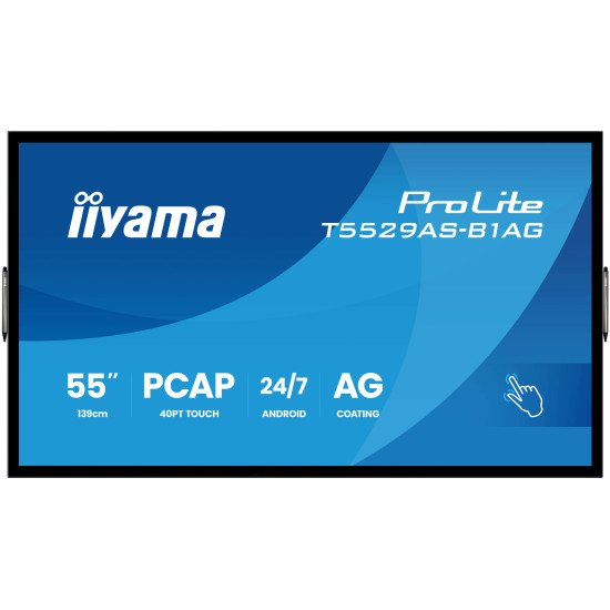 iiyama T5529AS-B1AG Écran d'affichage dynamique Écran plat interactif 138,7 cm (54.6") LED Wifi 500 cd/m² 4K Ultra HD Noir Écran tactile Intégré dans le processeur Android 24/7 iiyama T5529AS-B1AG Écran d'affichage dynamique Écran plat interactif 138,7 cm (54.6") LED Wifi 500 cd/m² 4K Ultra HD Noir Écran tactile Intégré dans le processeur Android 24/7