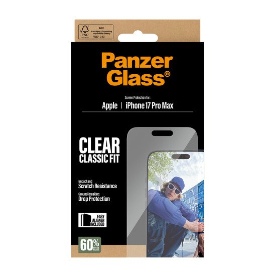 PanzerGlass ® Screen Protector iPhone 17 Pro Max | Classic Fit w. EasyAligner Protection d'écran transparent Apple 1 pièce(s)
