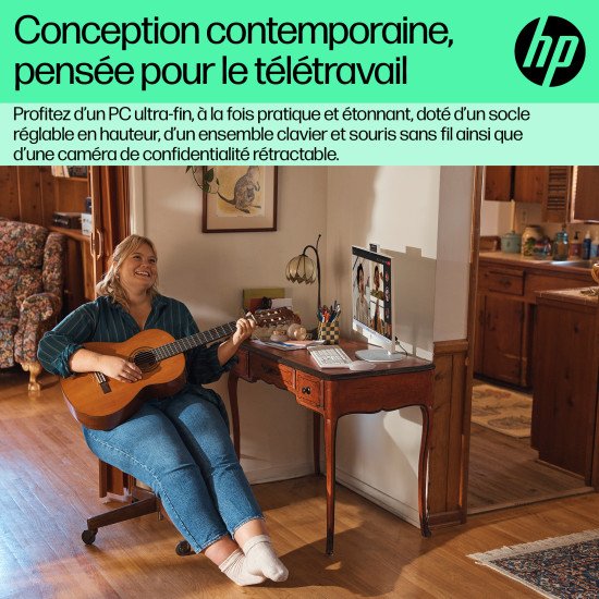 HP 24-cr0060nb AMD Ryzen™ 5 7520U 60,5 cm (23.8") 1920 x 1080 pixels PC All-in-One 16 Go LPDDR5-SDRAM 512 Go SSD Windows 11 Home Wi-Fi 6 (802.11ax) Noir