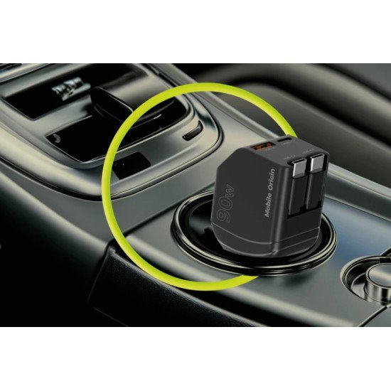 Mobile Origin MO-90CCH-CA22 chargeur d'appareils mobiles Universel Noir Allume-cigare Charge rapide Auto