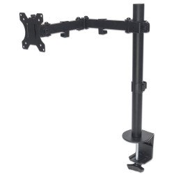 Manhattan Support de bureau pour TV/moniteurs (Bras articulé), écrans 13" à 27", fixation à l'arrière par pince, Compatibilité VESA : 75x75 et 100x100 mm (vérifiez les dimensions des quatre trous de fixation à l'arrière), charge max. 8 kg
