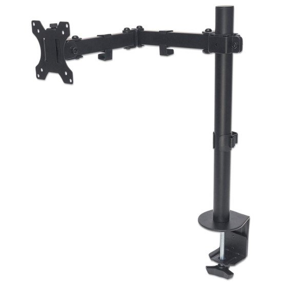 Manhattan Support de bureau pour TV/moniteurs (Bras articulé), écrans 13" à 27", fixation à l'arrière par pince, Compatibilité VESA : 75x75 et 100x100 mm (vérifiez les dimensions des quatre trous de fixation à l'arrière), charge max. 8 kg