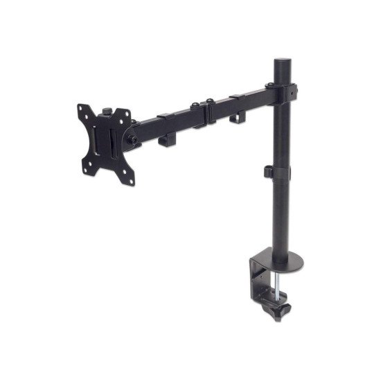 Manhattan Support de bureau pour TV/moniteurs (Bras articulé), écrans 13" à 27", fixation à l'arrière par pince, Compatibilité VESA : 75x75 et 100x100 mm (vérifiez les dimensions des quatre trous de fixation à l'arrière), charge max. 8 kg