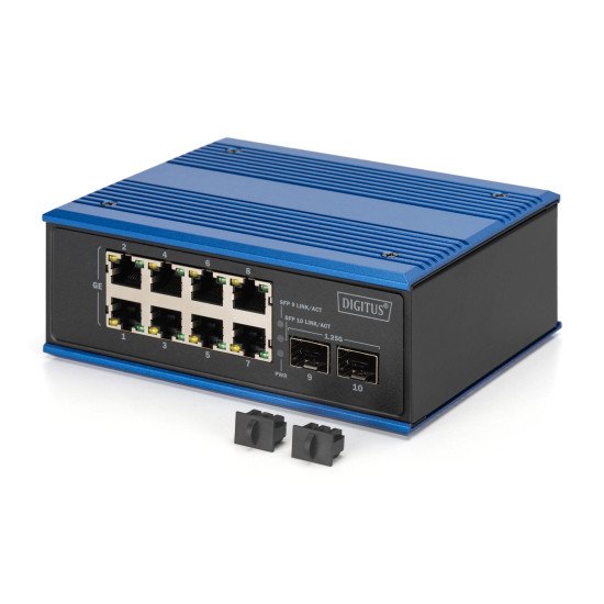 Digitus Commutateur industriel 8 + 2 ports Gigabit Ethernet PoE