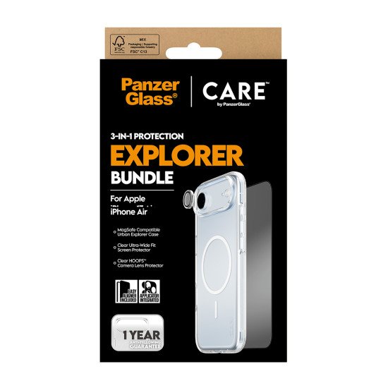 PanzerGlass ® | CARE by ® 3-in-1 Flagship Explorer Bundle iPhone Air Protection d'écran transparent Apple 1 pièce(s)