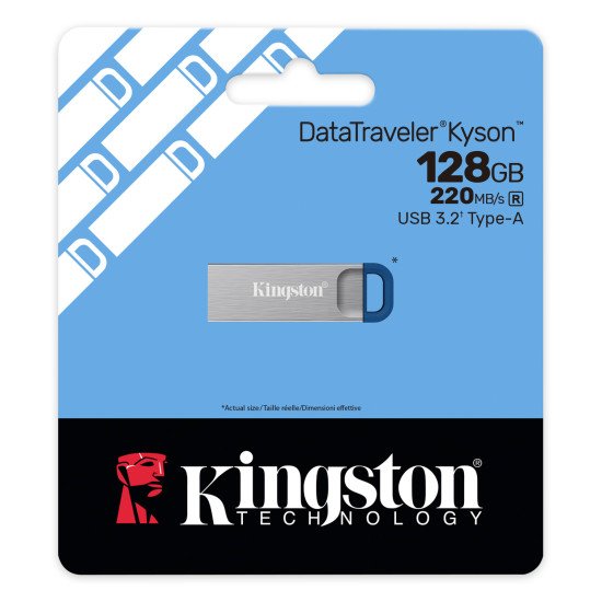 Kingston Technology DataTraveler 128 Go Kyson USB 3.2 Gen 1 en métal, jusqu'à 220 Mo/s