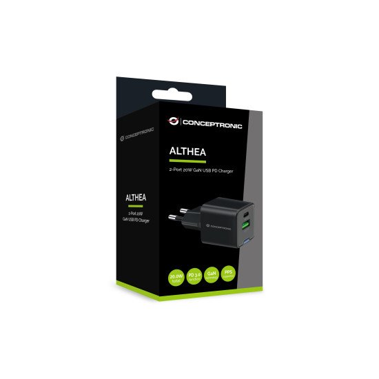 Conceptronic ALTHEA15B chargeur d'appareils mobiles Universel Noir Secteur Charge rapide Intérieure