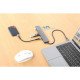 Manhattan Dock/hub USB-C, 7 ports : 3x USB-A + 4x USB-C, Pavec Power Delivery (PD) 100 W - nécessite un chargeur USB-C externe (non inclus). Alimenté par USB (aucune alimentation externe requise) lorsque le PD n'est pas utilisé, aluminium