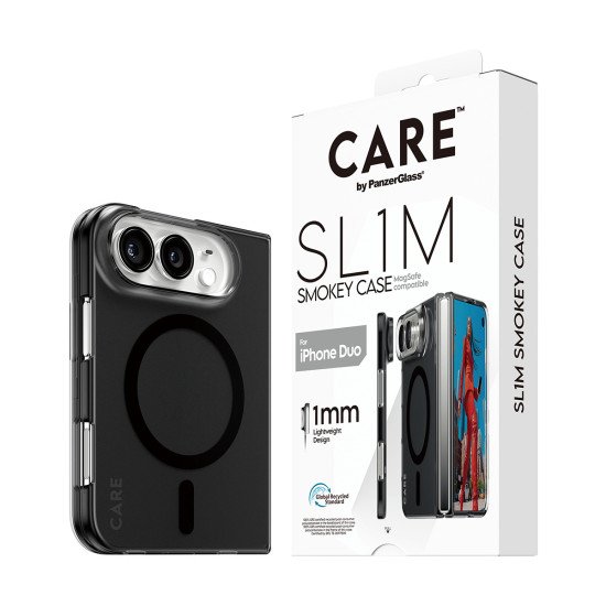 PanzerGlass CARE™ by ® SL1M Case Smokey w. Black MagSafe iPhone Duo coque de protection pour téléphones portables Housse Noir
