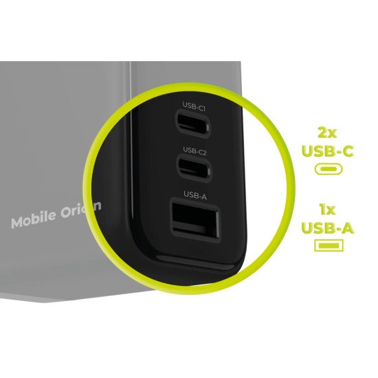 Mobile Origin MO-65WDCH-PW20 chargeur d'appareils mobiles Universel Noir Secteur Charge rapide Intérieure