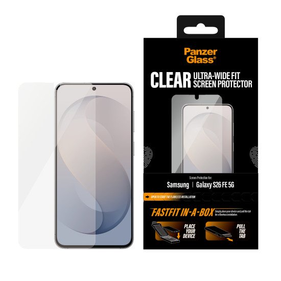 PanzerGlass ® Screen Protector Samsung Galaxy S26 FE 5G | Ultra-Wide Fit w. FASTFIT IN-A-BOX Protection d'écran transparent 1 pièce(s)