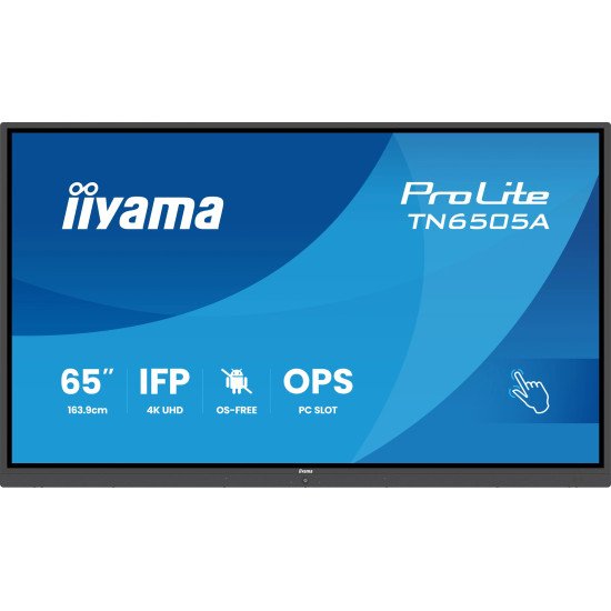 iiyama TN6505A-B1AG Écran d'affichage dynamique Écran plat interactif 163,8 cm (64.5") 500 cd/m² 4K Ultra HD Noir Écran tactile