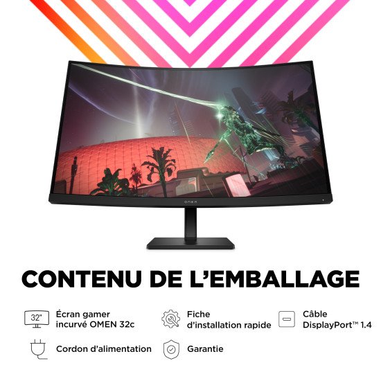 HP OMEN by HP OMEN by 31.5 inch QHD 165Hz Curved Gaming Monitor - OMEN 32c écran PC 80 cm (31.5") 2560 x 1440 pixels Quad HD Noir