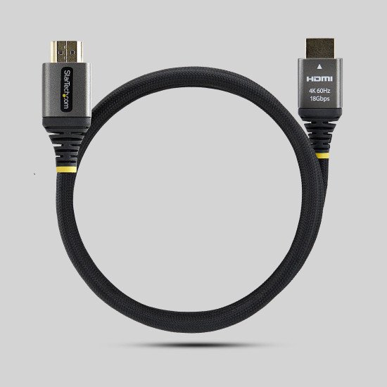 StarTech.com Câble HDMI Haute Vitesse Certifié Premium 1m (3ft), Ultra Flexible, 4K 60Hz/1440p 144Hz avec HDR10/ARC, 18Gbps, Cordon HDMI Tressé Haute Flexibilité
