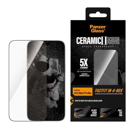 PanzerGlass ® Ceramic Screen Protector iPhone 2026 Pro Max | 17 Pro Max w. FASTFIT IN-A-BOX Protection d'écran transparent 1 pièce(s)