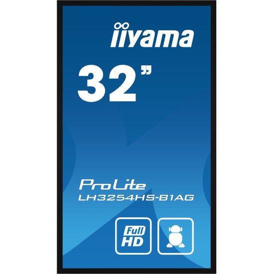 iiyama LH3254HS-B1AG affichage de messages Panneau plat de signalisation numérique 80 cm (31.5") LCD Wifi 500 cd/m² Full HD Noir Intégré dans le processeur Android 11 24/7