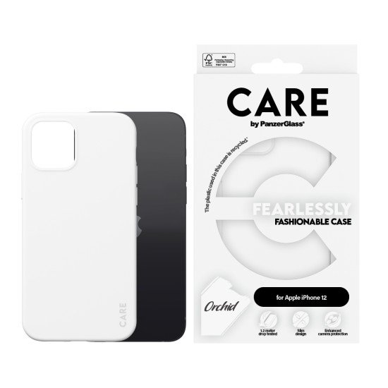 PanzerGlass CARE™ by ® Case White Orchid iPhone 12 coque de protection pour téléphones portables Housse Blanc