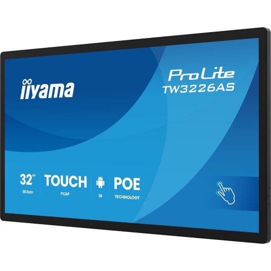iiyama TW3226AS-B3P Écran d'affichage dynamique Écran plat interactif 80 cm (31.5") LED Wifi 500 cd/m² Full HD Noir Écran tactile Intégré dans le processeur Android 14 24/7