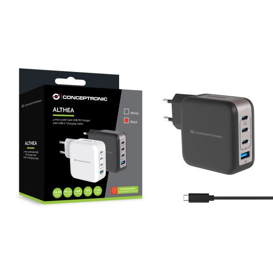 Conceptronic ALTHEA18B chargeur d'appareils mobiles Universel Noir Secteur Charge rapide Intérieure
