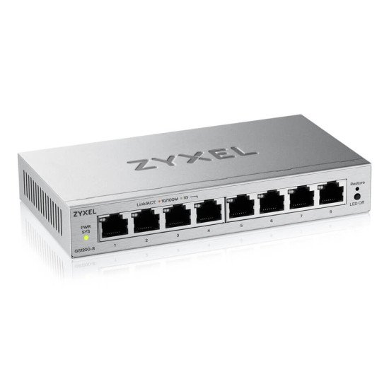 Zyxel GS1200-8V3 Géré L2 Gigabit Ethernet (10/100/1000) Bureau Gris