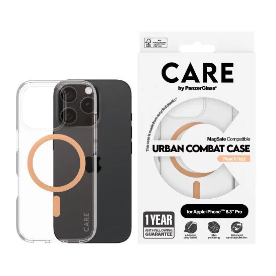 PanzerGlass CARE by PG Peachy MagS iPhone16 6.3 Pro coque de protection pour téléphones portables Housse Transparent PanzerGlass CARE by PG Peachy MagS iPhone16 6.3 Pro coque de protection pour téléphones portables Housse Transparent