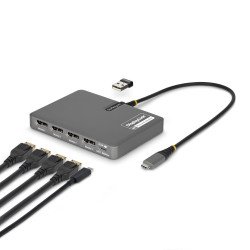 StarTech.com QUAD-USB-DP-ADAPT station d'accueil Avec fil USB 3.2 Gen 1 (3.1 Gen 1) Type-C Gris