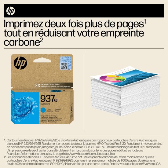 HP 937e Cartouche d'encre authentique Cyan EvoMore HP 937e Cartouche d'encre authentique Cyan EvoMore
