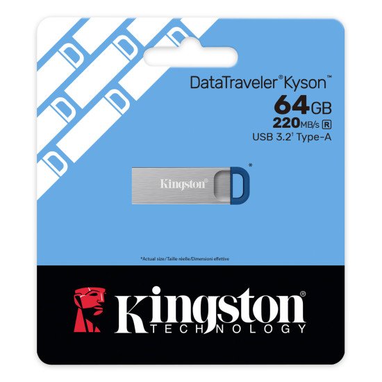 Kingston Technology DataTraveler 64 Go Kyson USB 3.2 Gen 1 en métal, jusqu'à 220 Mo/s